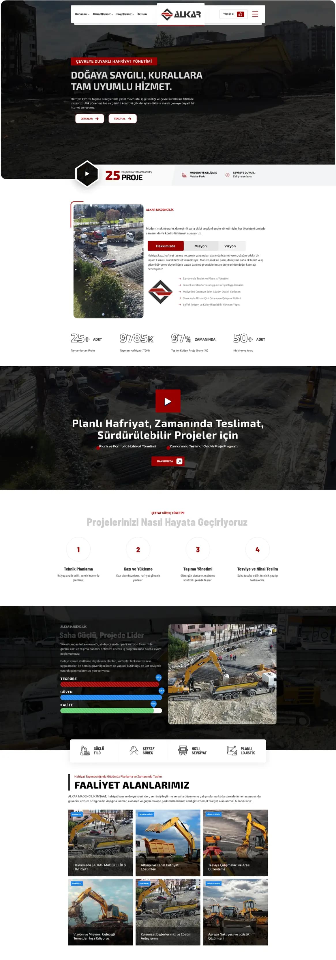 Alkar Madencilik web sitesinin ana sayfası