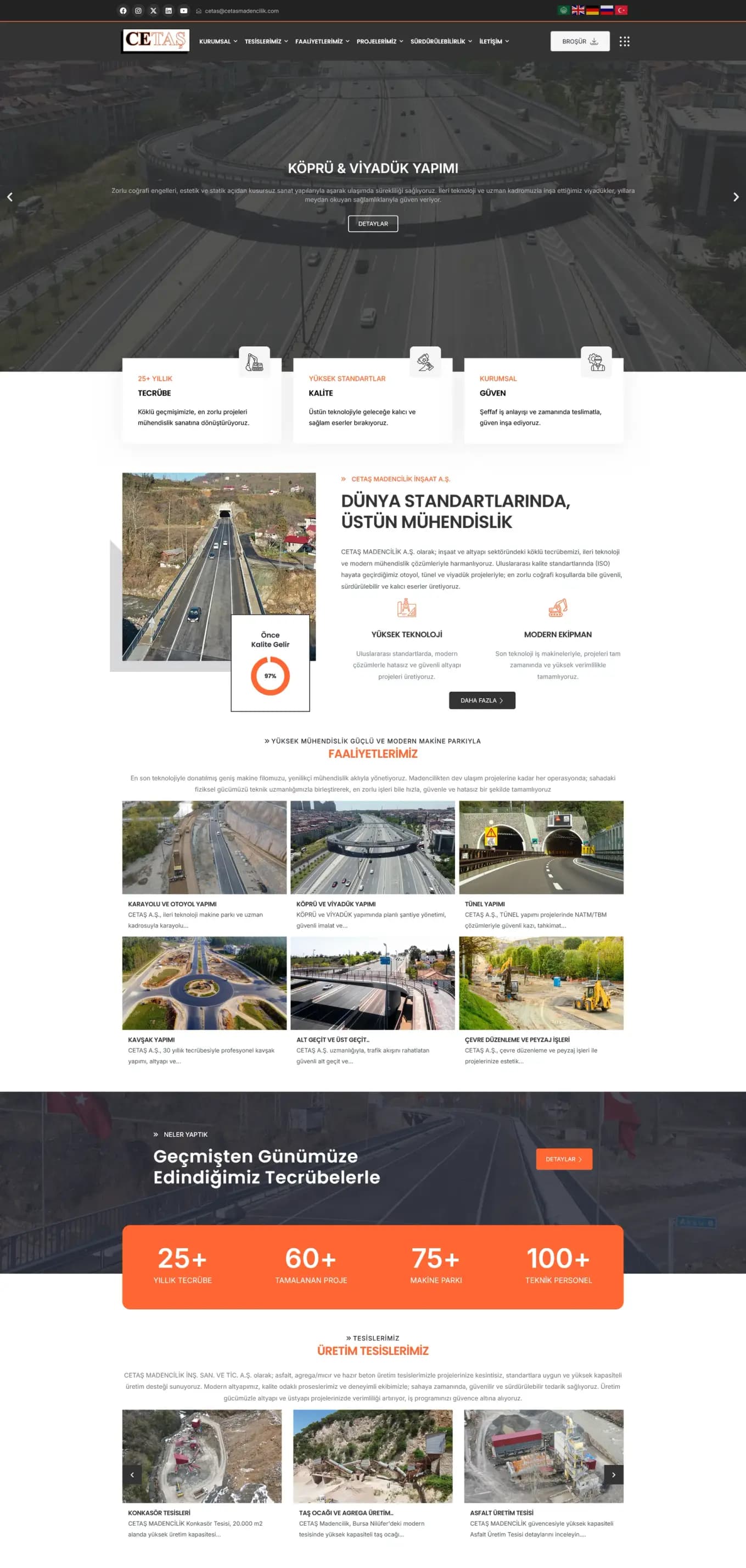 Cetaş Madencilik web sitesinin ana sayfası