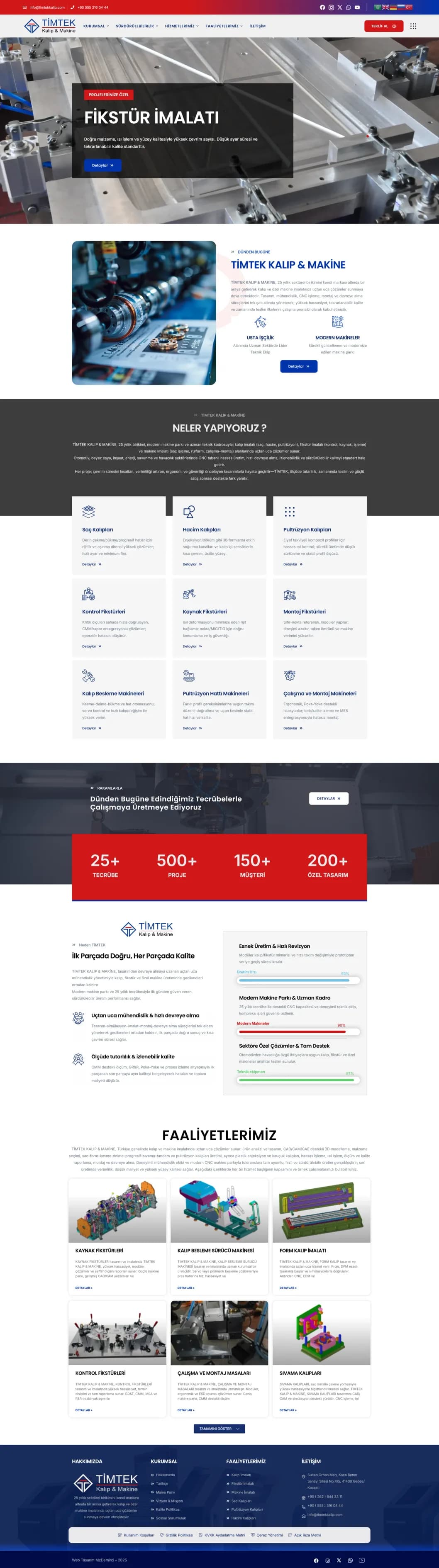 Timtek Kalıp & Makine web sitesinin ana sayfası