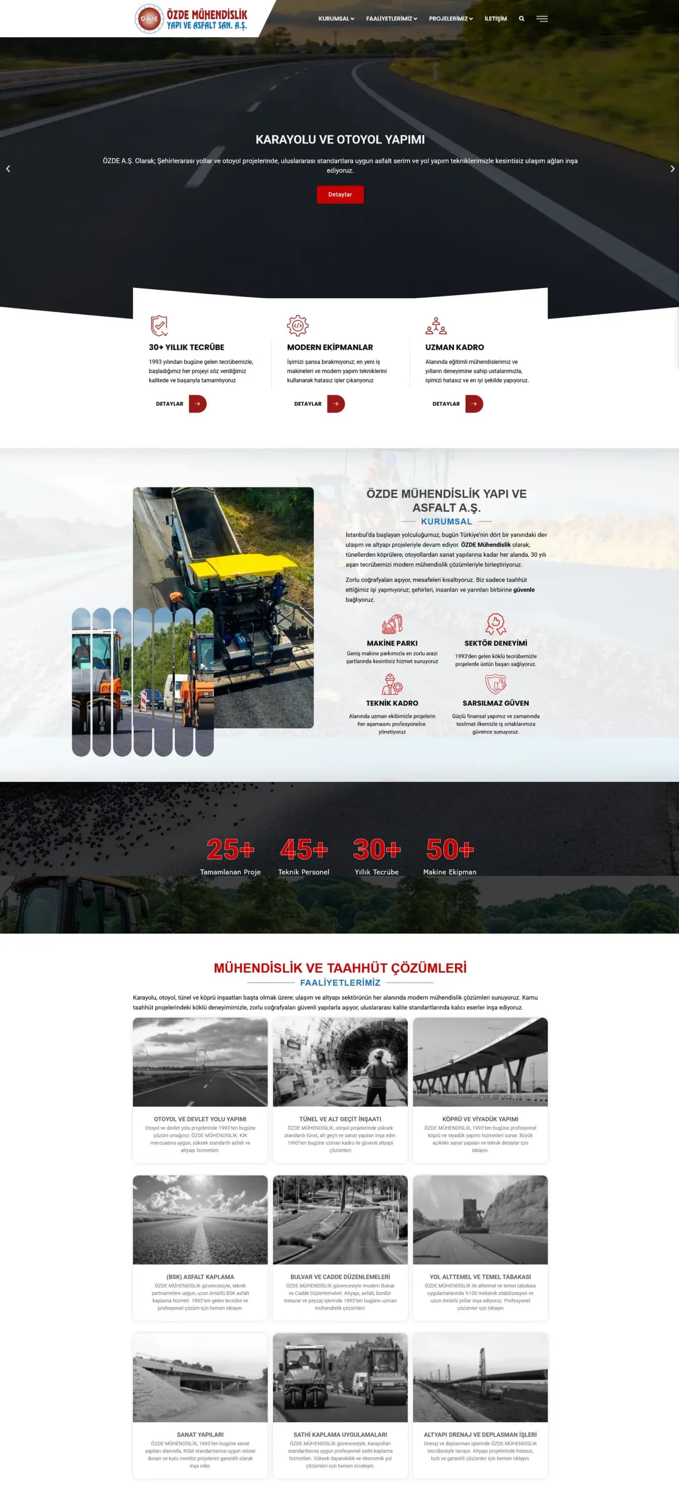 Özde Mühendislik web sitesinin ana sayfası